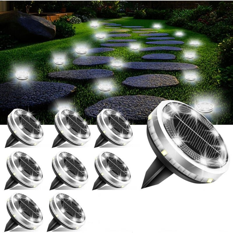 8 Stück Solar Bodenleuchten Aussen, 8 led Gartenbeleuchtung Solar IP65 Wasserdicht Boden Solarleuchten, Solarlampen für ...