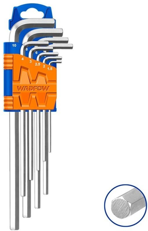 WADFOW 9-teiliger extralanger Sechskantschlüsselsatz aus CR-V-Stahl, langlebig und vielseitig