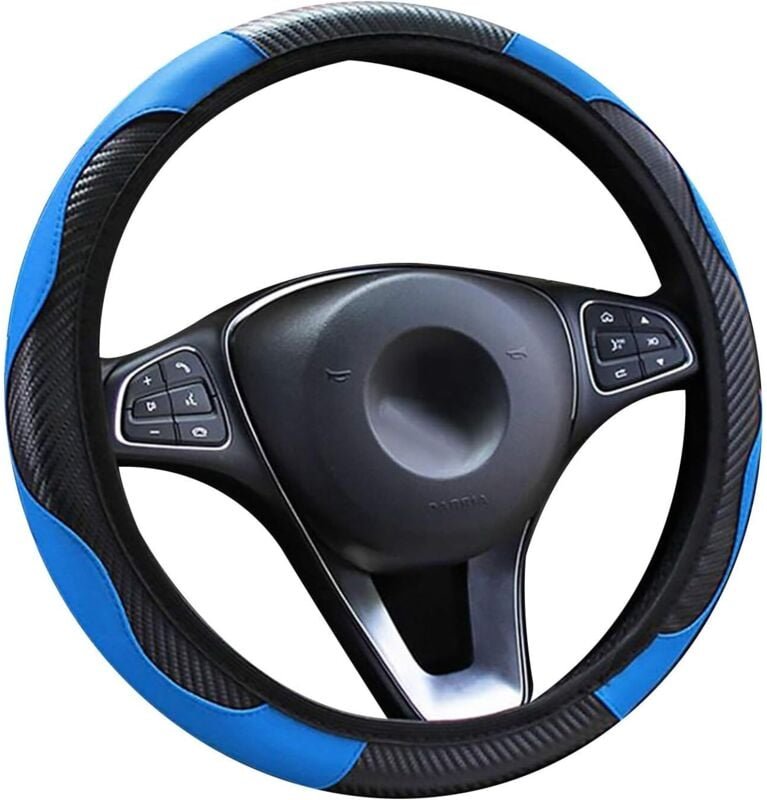 Lenkradbezug aus Leder fürs Auto, atmungsaktiv, Kohlefaser, Sport-Elastikband, rutschfest, ohne Innenring, Lenkradbezug,...