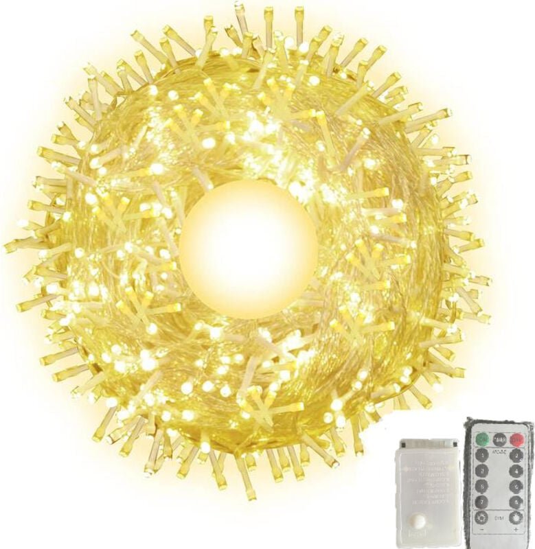 Außen-Lichterkette 100 m, Weihnachts- und Halloween-Lichterkette mit Fernbedienung, ideal für Weihnachten, Geburtstag, H...