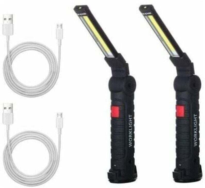 CHOYCLIT 2 X COB Arbeitsleuchte, wiederaufladbare LED-Arbeitslampe, COB-Taschenlampe, Taschenlampe, Arbeitslicht, LED-Ar...