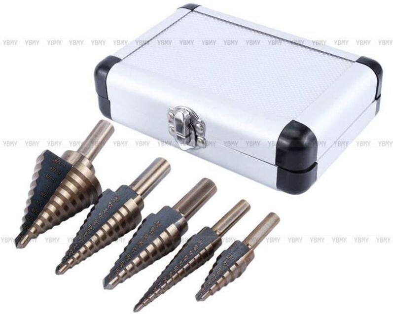 Stufenbohrer-Set, 5-teiliges Kegelbohrer-Set + Koffer