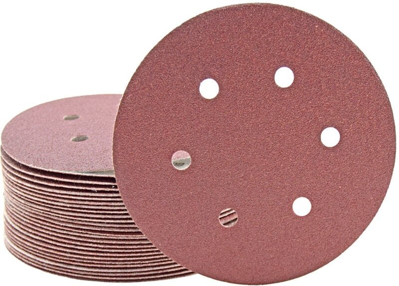 Fox Klett-Schleifscheiben, 150 mm, 6-Loch, f. Exzenterschleifer, Normalkorund (25 Stk.) K24 - Miotools