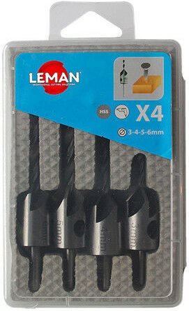 Satz mit 4 schraubenförmigen Holzbohrern aus Hss + Nutfräsern - Leman