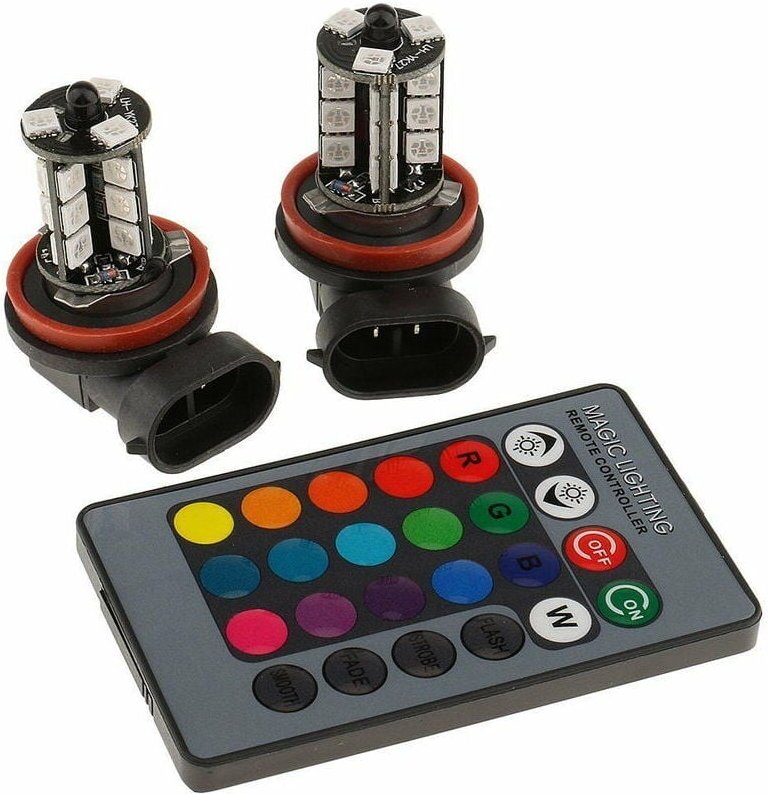 Crediri 2 Stück H8/H11 RGB-Nebelscheinwerfer, mehrfarbige RGB-LED-Nebelscheinwerfer, Fernlicht, Fernbedienung, H8/H11-Er...