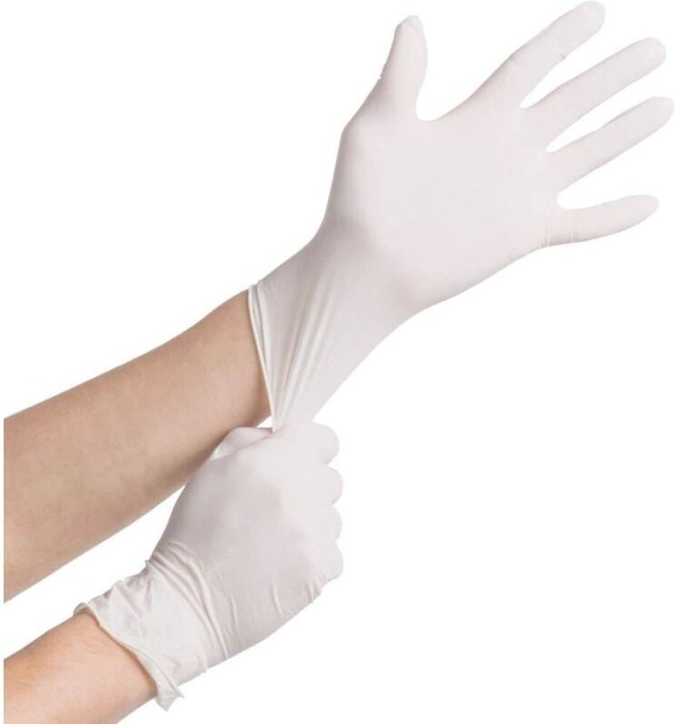 Linghhang - 100 Handschuhe) Weiß, Größe m, Einweghandschuhe aus Latex, dünn und puderfrei, verstärkte und verklebte Fing...