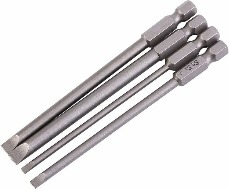 4-teiliges magnetisches S2-Schlitzschraubendreher-Bit-Set (1/4" x 100 mm) aus Stahllegierung