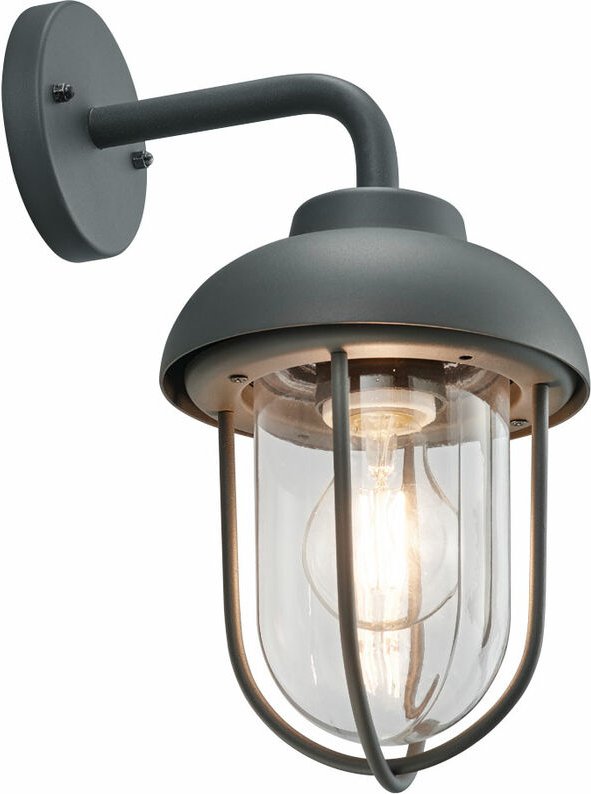 Etc-shop - Außen Wand Leuchte alu Strahler anthrazit Garten Beleuchtung Terrassen Balkon Lampe Glas