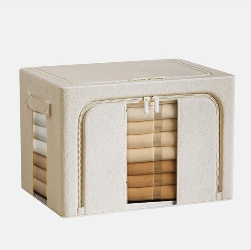 Hochwertiger Stoff aus 100 % natürlicher Baumwolle, 66 l, große Aufbewahrungsbox für Kleidung mit Reißverschluss, Aufbew...