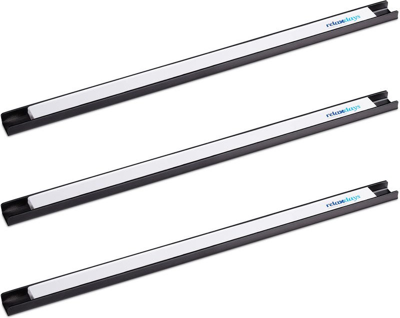 Magnetleiste 3er Set, für Werkzeug, stark magnetisch, Werkstatt, Garage, Büro, 45 cm lang, Stahl, schwarz/weiß - Relaxda...