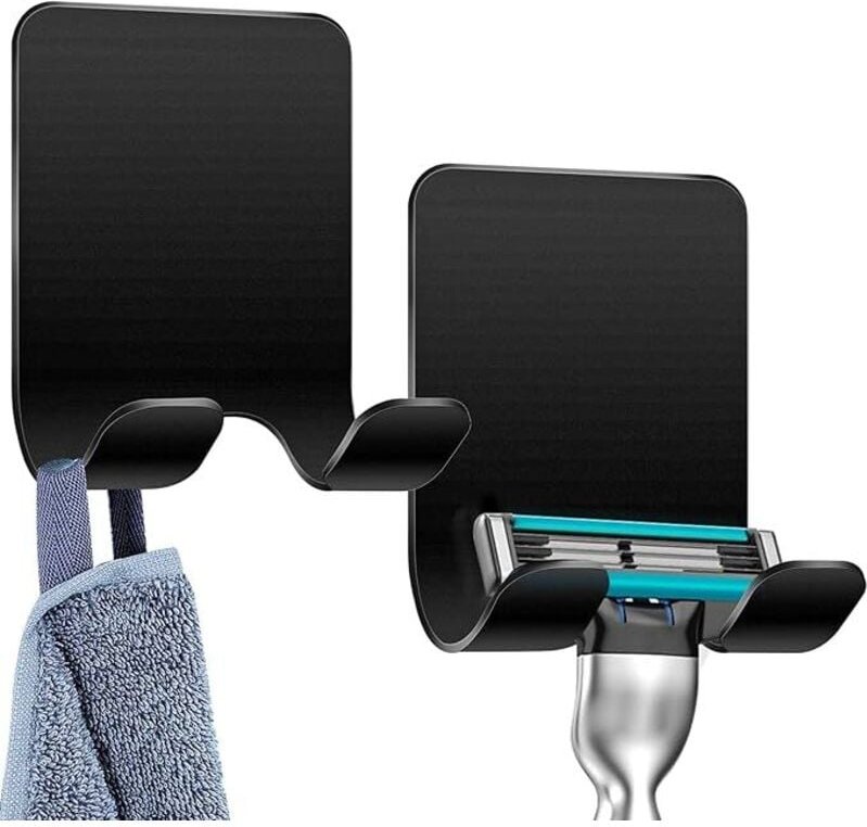 Sollbry - Stück Dusch-Rasiererhalter, selbstklebender Haken, Dusch-Rasiererhalter, Edelstahl-Klebehaken, Bad- und Küchen...