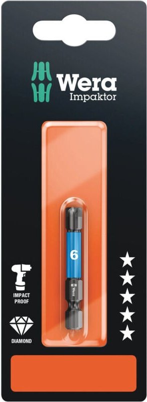 Wera 840/4 IMP DC SB SiS Sechskant-Bit 6 mm Werkzeugstahl legiert, diamantbeschichtet F 6.3 1 St.