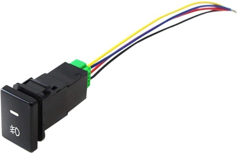 Tlily - 4-poliger 12-V-Druckknopfschalter mit LED-Hintergrundanzeigeleuchten für Nebelscheinwerfer (33 x 22 mm)