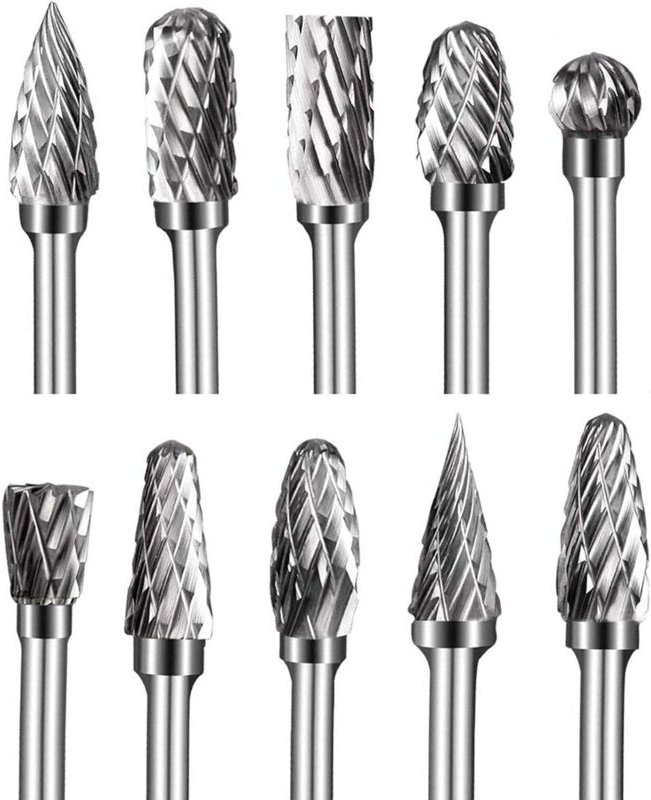 10 Stück 1/8 Zoll 6 mm Doppelschnitt-Frässtifte aus Hartmetall