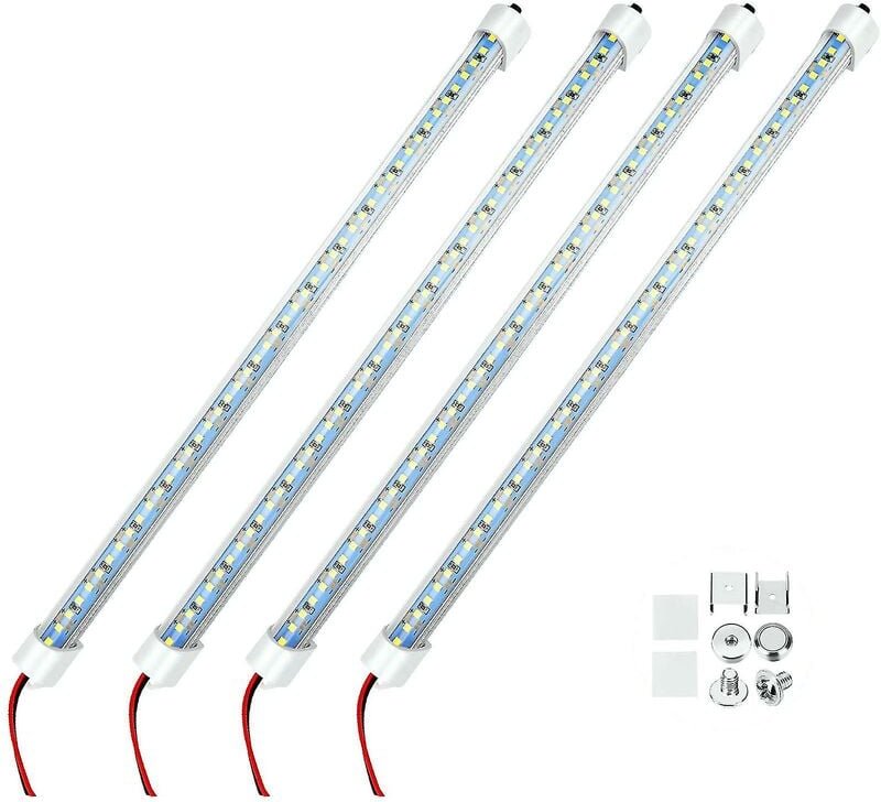 12V Innen-LED-Lichtleiste 48 LED-Streifenlichter mit Schalter und Magneten 6500K weißes Licht für Auto v