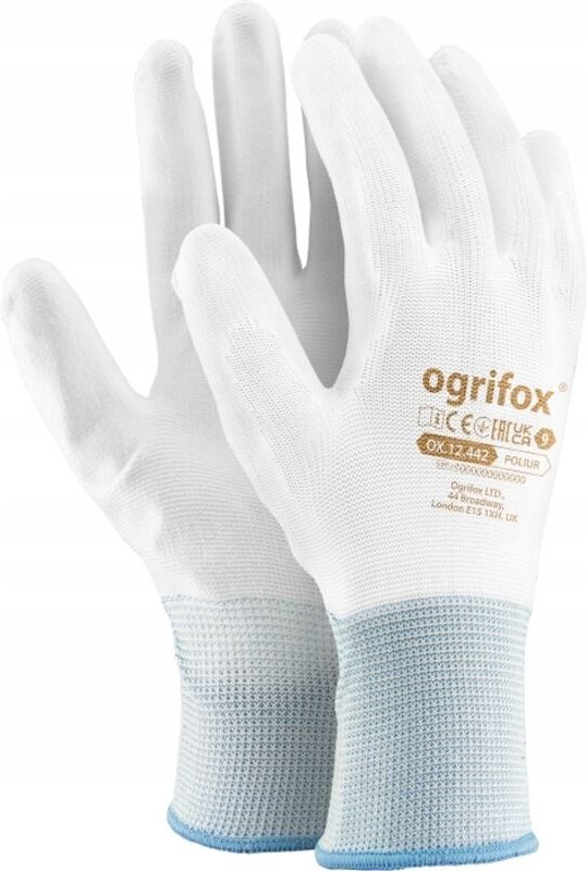 Schutzhandschuhe aus Polyester mit Polyurethan Beschichtung Weiß 8