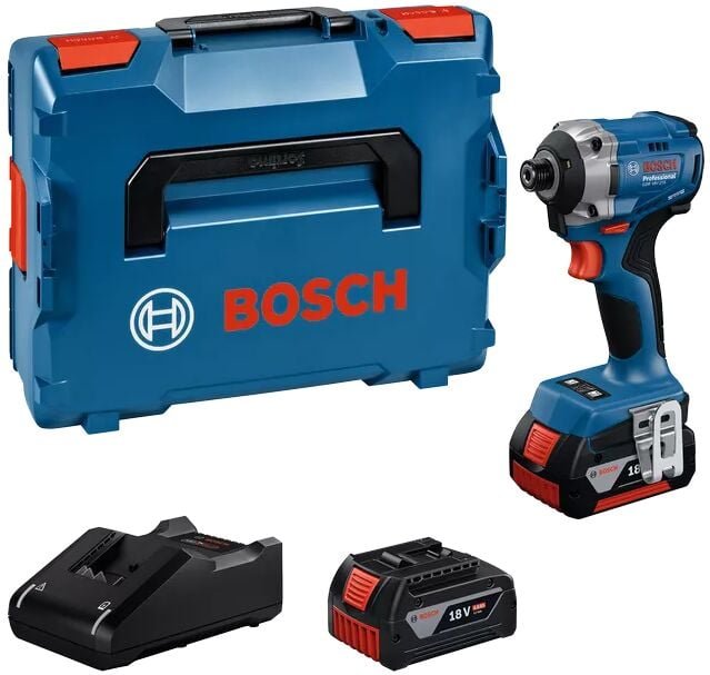 Bosch Akku-Drehschlagschrauber gdr 18V-215, incl. 2x Akku gba 4 Ah, Schnellladegerät, Gürtelclip, l-boxx