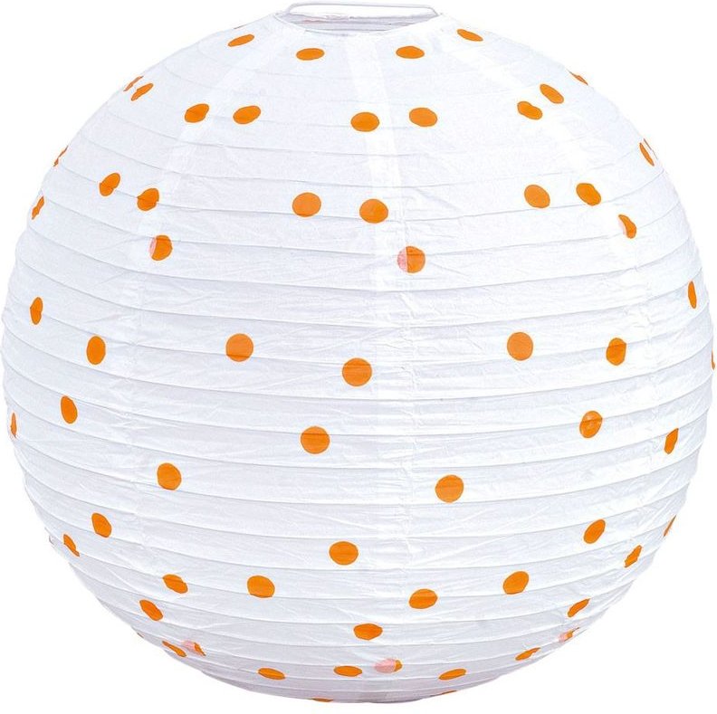 Design Pendel Leuchte Kugel gepunktet weiß orange Hänge Lampe Beleuchtung