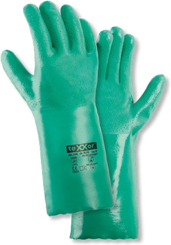 teXXor® Nitril-Handschuhe GERAUTE OBERFLÄCHE, Grün