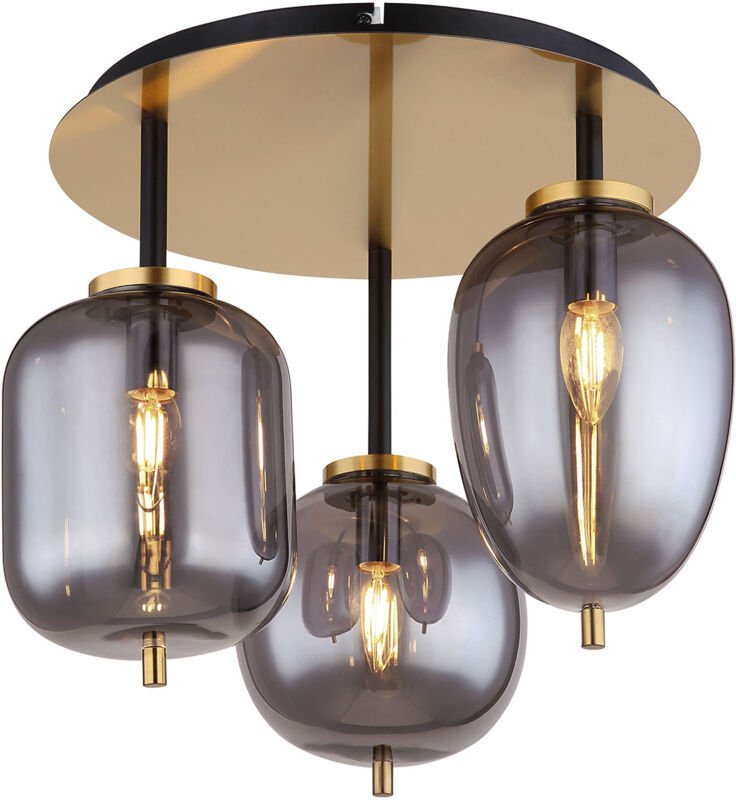 Deckenleuchte - Blacky i - messing - glas rauchglas - ø - Globo