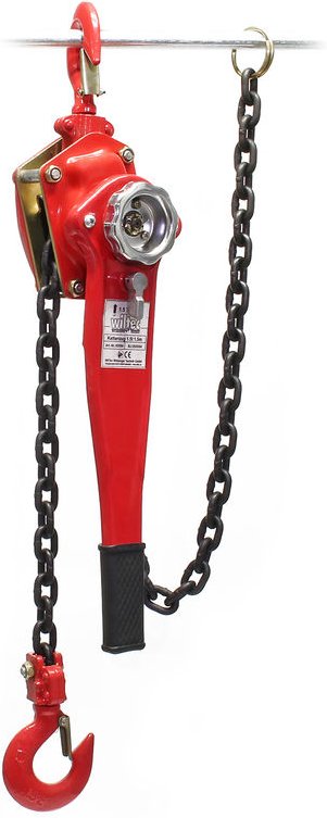 Thumbnail - Wiltec - Kettenzug mit 1500kg Traglast und 1,5m Kettenlänge, einfaches Lastenheben, Flaschenzug, Seilzug, Handkran, Hand...