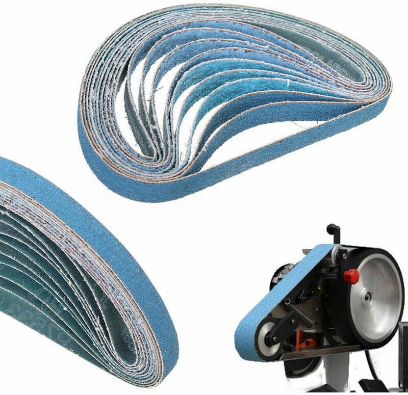 Thumbnail - 10 Stück langlebige Schleifbänder 10 x 330 mm – Körnung 60 für Bandschleifer, Schleifen von Metall/Holz, Rostentfernung
