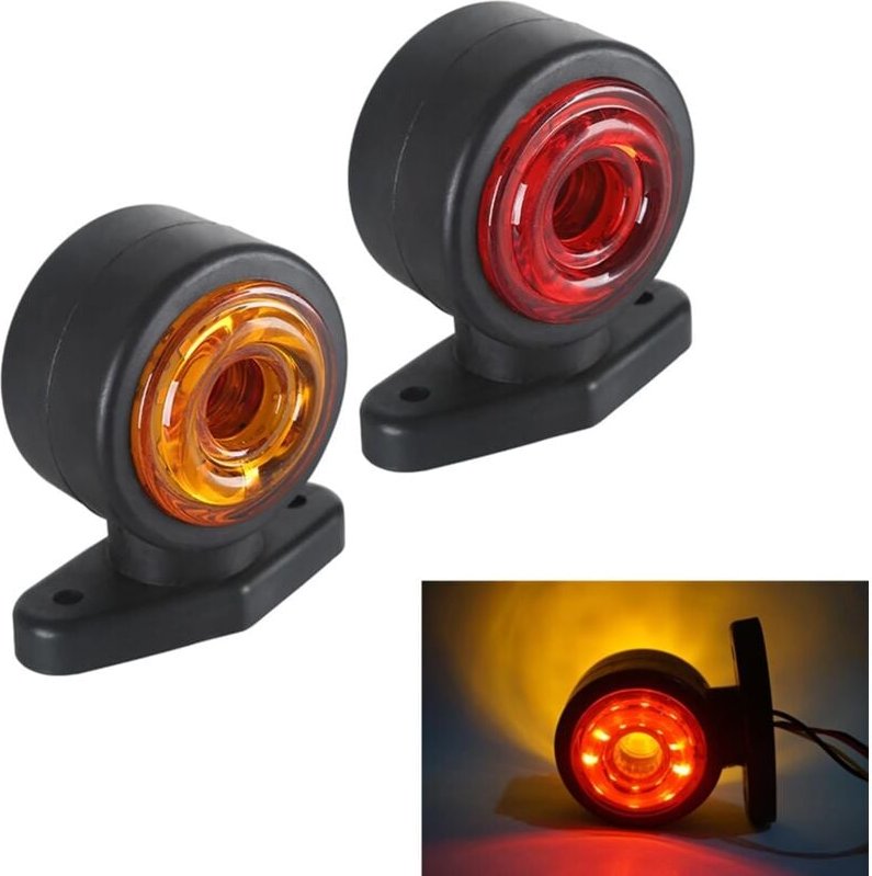 2 x 16 LED-Seitenmarkierungsleuchten, 12/24 v, Anhänger-Seitenleuchte, doppelseitiges Warnlicht, gelb, weiß, für lkw, Wo...