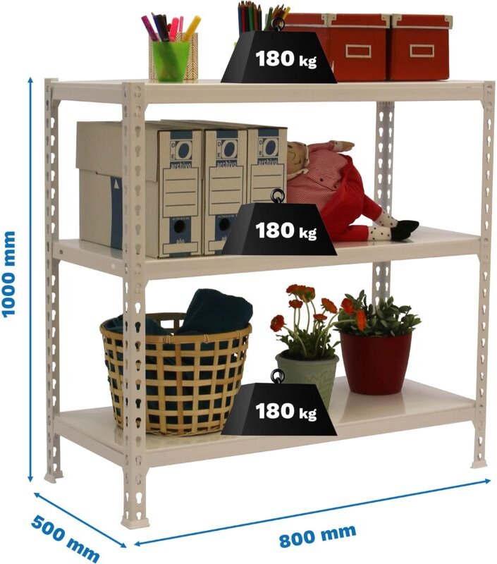 Simonrack Moderne Metallregal Weiß Silber 3 Ebenen