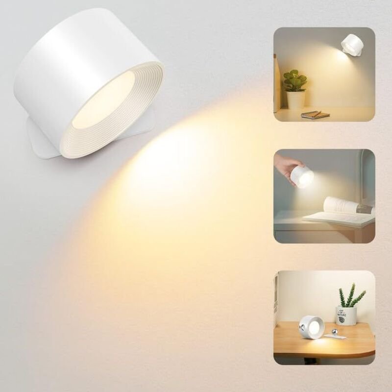Linghhang - Wandleuchte für den Innenbereich, wiederaufladbare LED-Touch-Wandlampe mit Typ-C-Ladeanschluss, 3 Helligkeit...