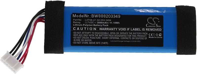 Vhbw - Akku Ersatz für jbl 02-553-3494, GSP872693, L0748-LF für Lautsprecher Boxen Speaker (3000mAh, 3,7V, Li-Polymer)