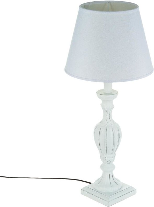 Tischleuchte mit Fuß aus Holz mit Patina veilli grau, 56 cm Atmosphera