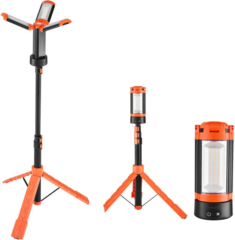 Mophorn Baustrahler LED mit Stativ, wiederaufladbare Arbeitsleuchte, 13,2 Ah, Campinglicht mit 3 Lampenköpfen, abnehmbar...