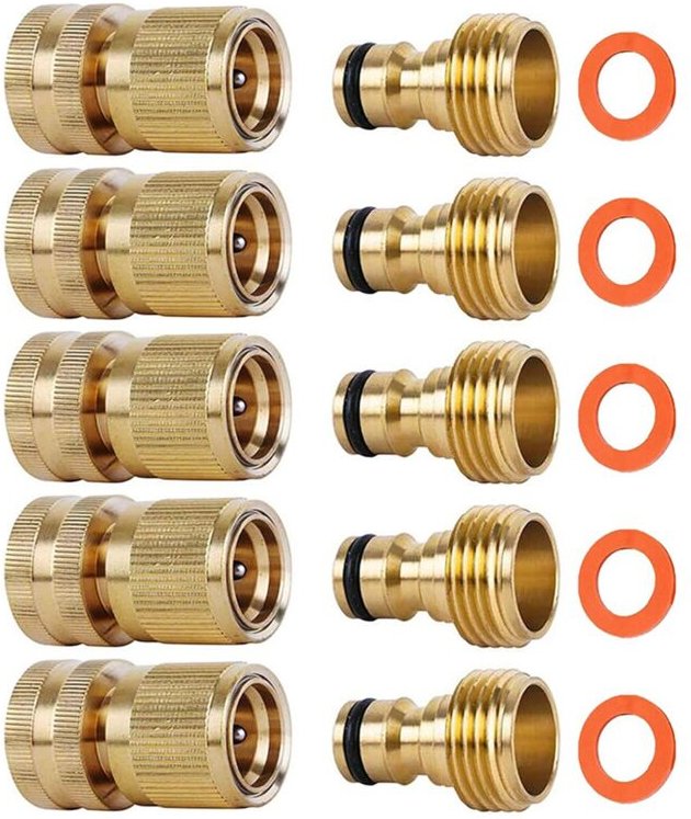 Tlily - 5-teiliges Set Gartenschlauch Messing Schnellverbinder ght Gewindeanschluss Zubehör Wasserleitung leckagefrei