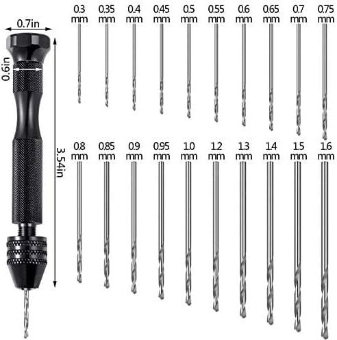 Beijiyi - Das 21-teilige Schraubstockstift-Set enthält einen Schraubstock-Handbohrer und 20 Stück Mini-Spiralbohrer (0,3...