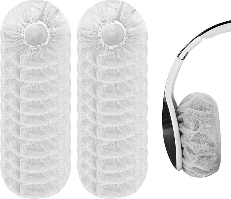 100 Stück hygienische Einweg-Ohrpolsterüberzüge, Kopfhörer-Ohrpolsterüberzüge für die meisten Kopfhörer mit 10–12 cm gro...