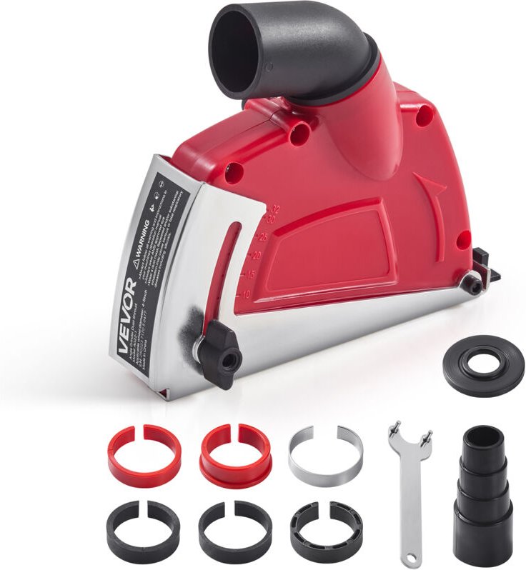 Absaughaube Winkelschleifer, kompatibel mit 100-125 mm, Staubschutzhaube mit 6 Klemmscheiben, einstellbare Schnitttiefe,...
