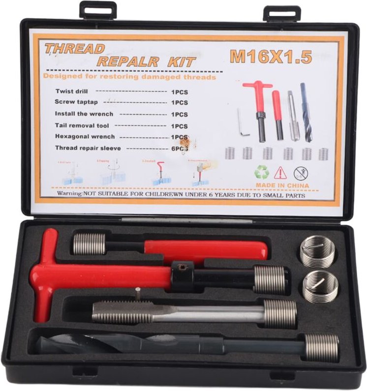 Ej.life - 11-Tlg Gewindereparatur Gewinde Reparatur Set,M16 x 1,5 Gewindeeinsatz Set, Set Edelstahl SpiralbohrschlüSsel ...