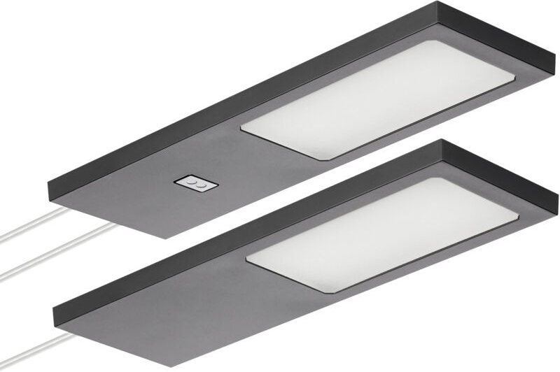 SOTECH LED-Möbelleuchte GIULIA II mit / ohne Sensor schwarz, 4000K neutralweiß inkl. Trafo & Verteiler, 2er Set