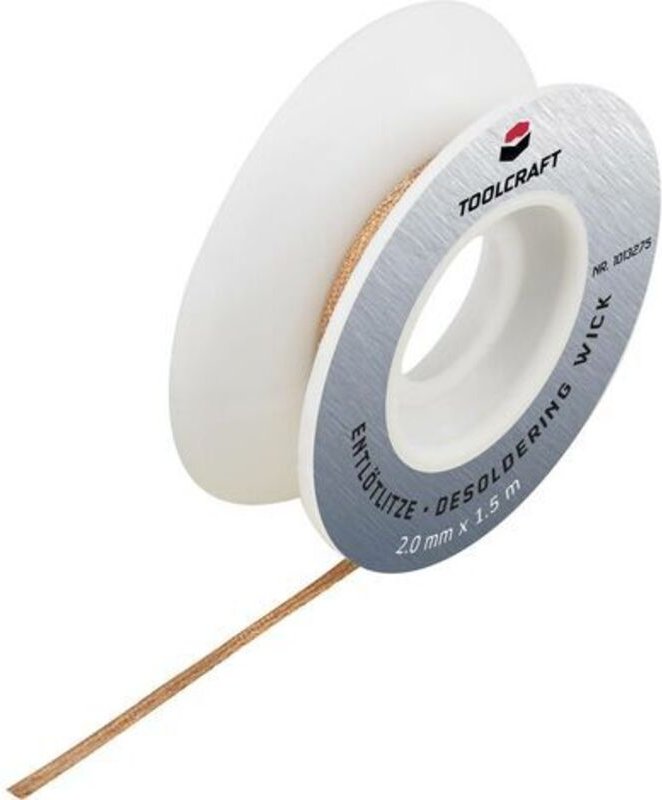 Toolcraft - ZD-180 Entlötlitze Länge 1.5 m Breite 1.0 mm Flussmittel getränkt