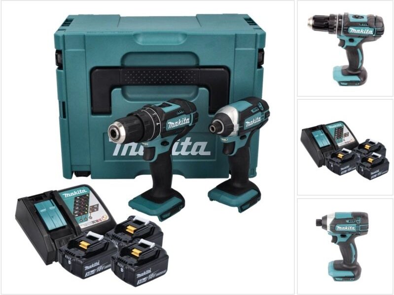 Makita - dlx 2131 JX1 Akku Kombo Kit 18 v mit dhp 482 62 Nm + dtd 152 165 Nm + 3x Akku 3,0 Ah + Ladegerät + Makpac