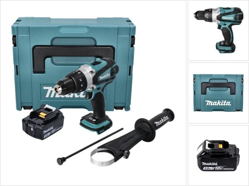 Dhp 458 F1J Akku Schlagbohrschrauber 18 v 91 Nm + 1x Akku 3,0 Ah + Makpac - ohne Ladegerät - Makita