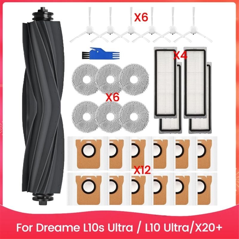 Ersatzteile für L10s Ultra / L10 Ultra, X20+ Zubehör, Hauptseitenbürsten, Hepa-Filter, Wischpads, Staubbeutel