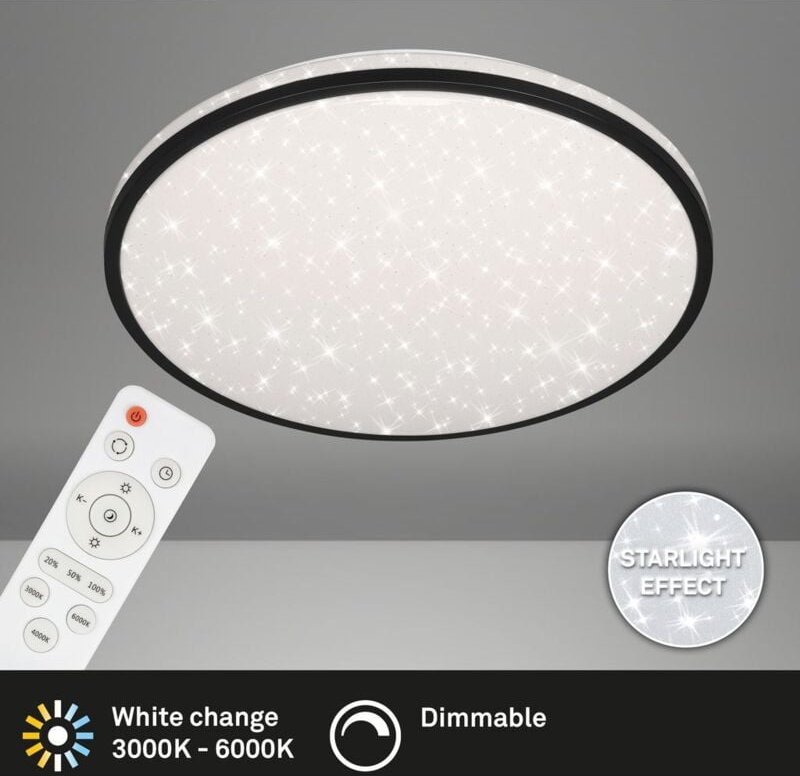 Briloner - led Deckenleuchte Dimmbar cct Fernbedienung Sternendekor 48 w schwarz