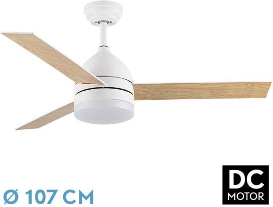 Fabrilamp - Abrila - Ventilator dc legio Farbe White mit three Reversible Blades in Farbe White/Beech 3 Temperatures de ...