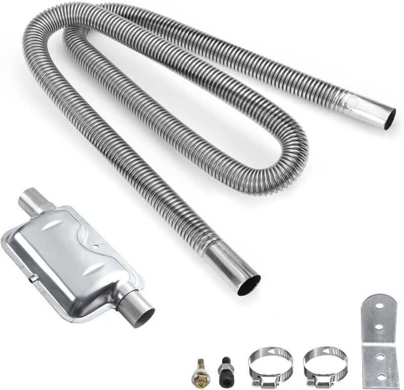Lntyq - Schalldämpfer-Kit für Standheizungen, Auspuffschalldämpfer aus Edelstahl mit Schlauch, universeller Schalldämpfe...