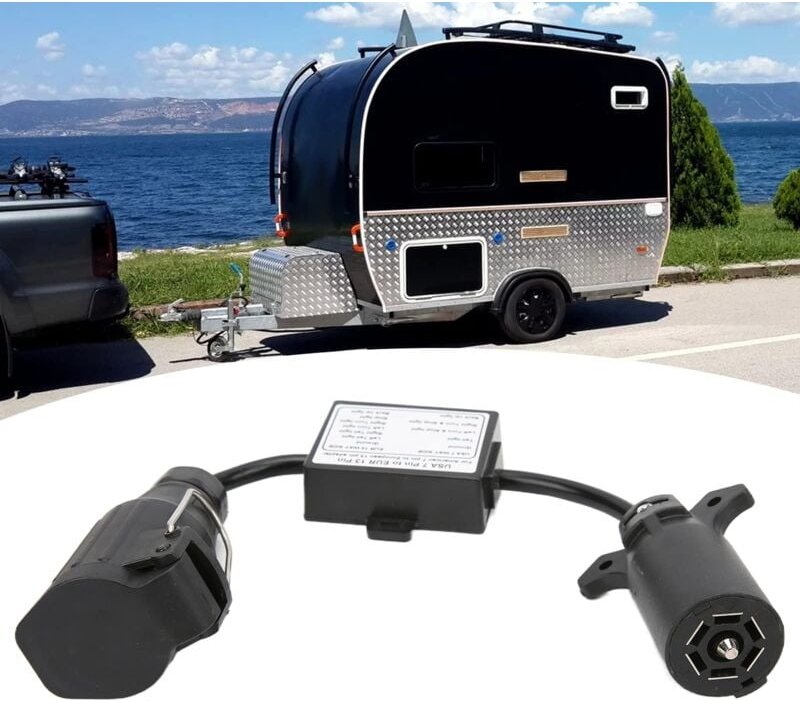 Thumbnail - Anhängerstecker, Qiilu Anhängersteckdose Kabelbaum, Kunststoff Autostecker 7-Wege-Flachstecker für US-Fahrzeuge auf 13-p...