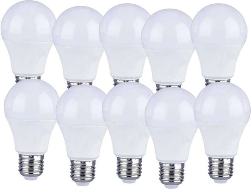 10er-Packung 10er-Packung E27 9W A60 LED-Lampen - Warmweißes Licht 4000K - 806 Lumen