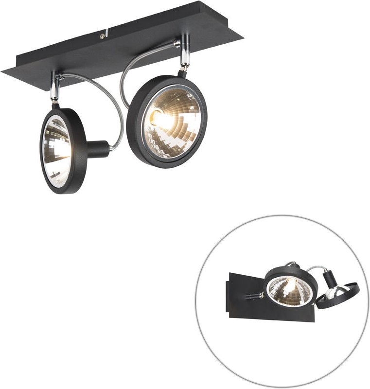 Design Spot schwarz 2-flammig verstellbar - Nox