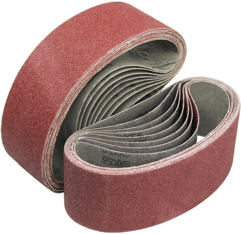Thumbnail - Schleifband 75x 457 mm. 5 Sorten gemischter Kies (3X40/80/120/180/320), für Bandschleifer, Metall, Holz, Polieren (15 St...