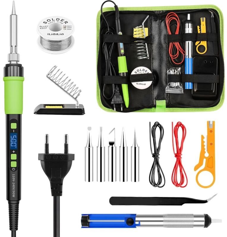 Präzisions-Zinnlötkolben, einstellbare Temperatur 180480℃, automatische Schlaffunktion, Lötkolben-Set mit 5 Spitzen, Löt...